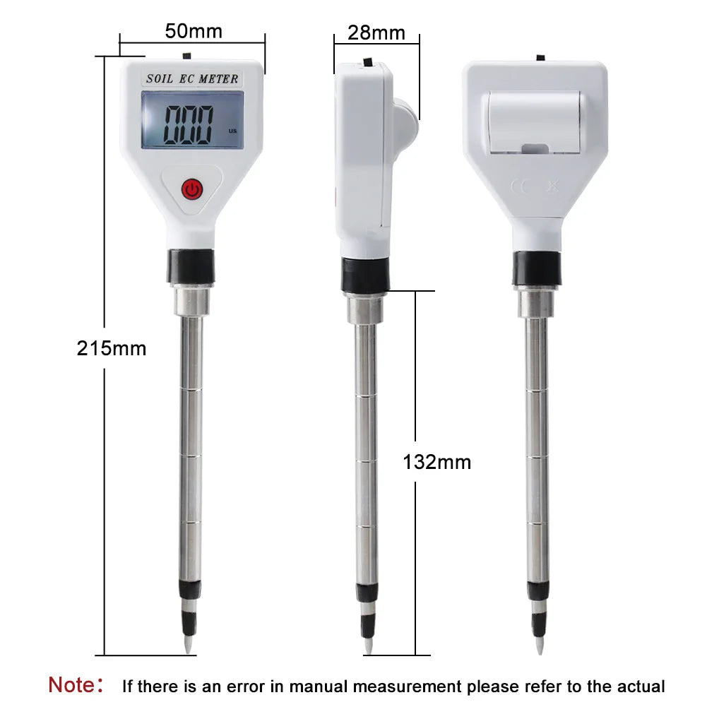 Professional Soil EC Meter 0-1999us/cm High Precision Metal Probe ATC Digital Conductivity Tester for Flower Gardening Farmland