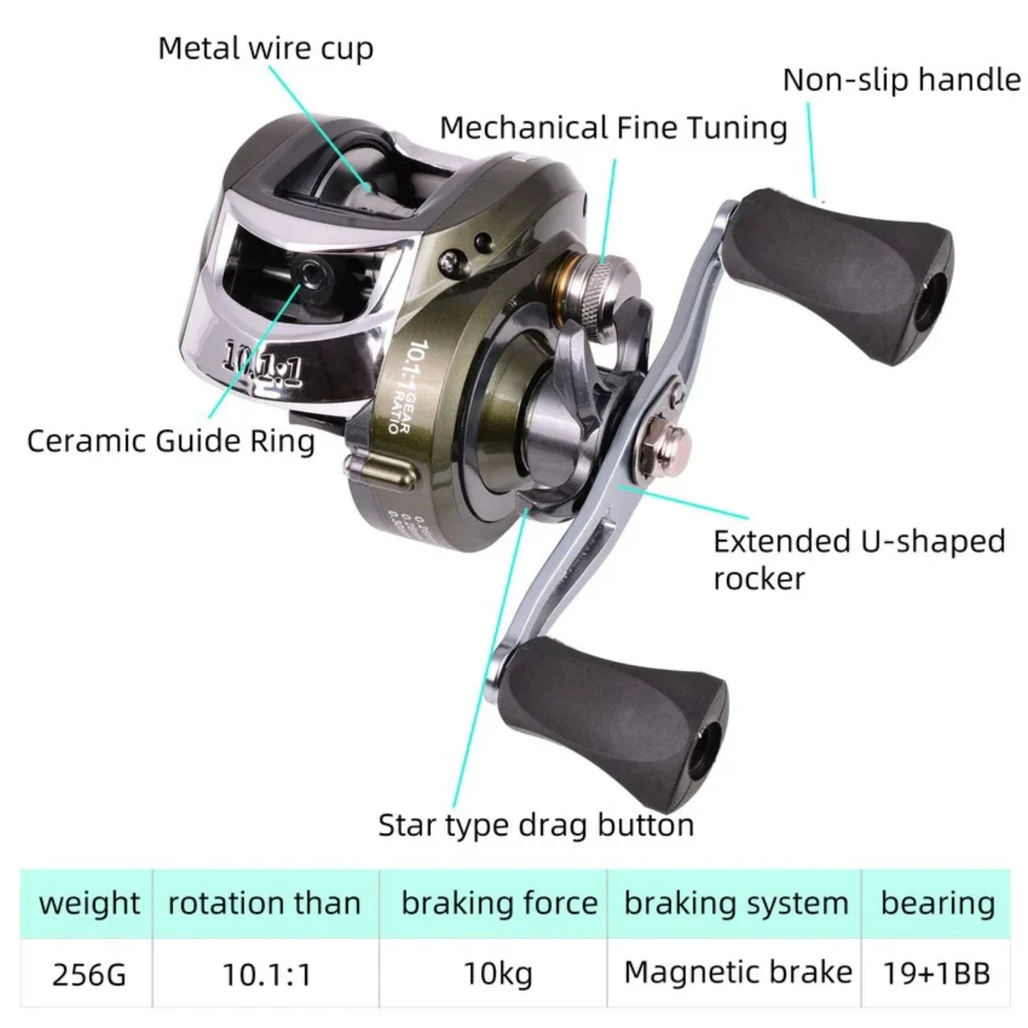 Metal Spool Baitcasting Reel 10kg Max Drag 10.1 1 High Speed Gear Ratio Saltwater Freshwater Fishing Wheel Fishing Reel Fly reel