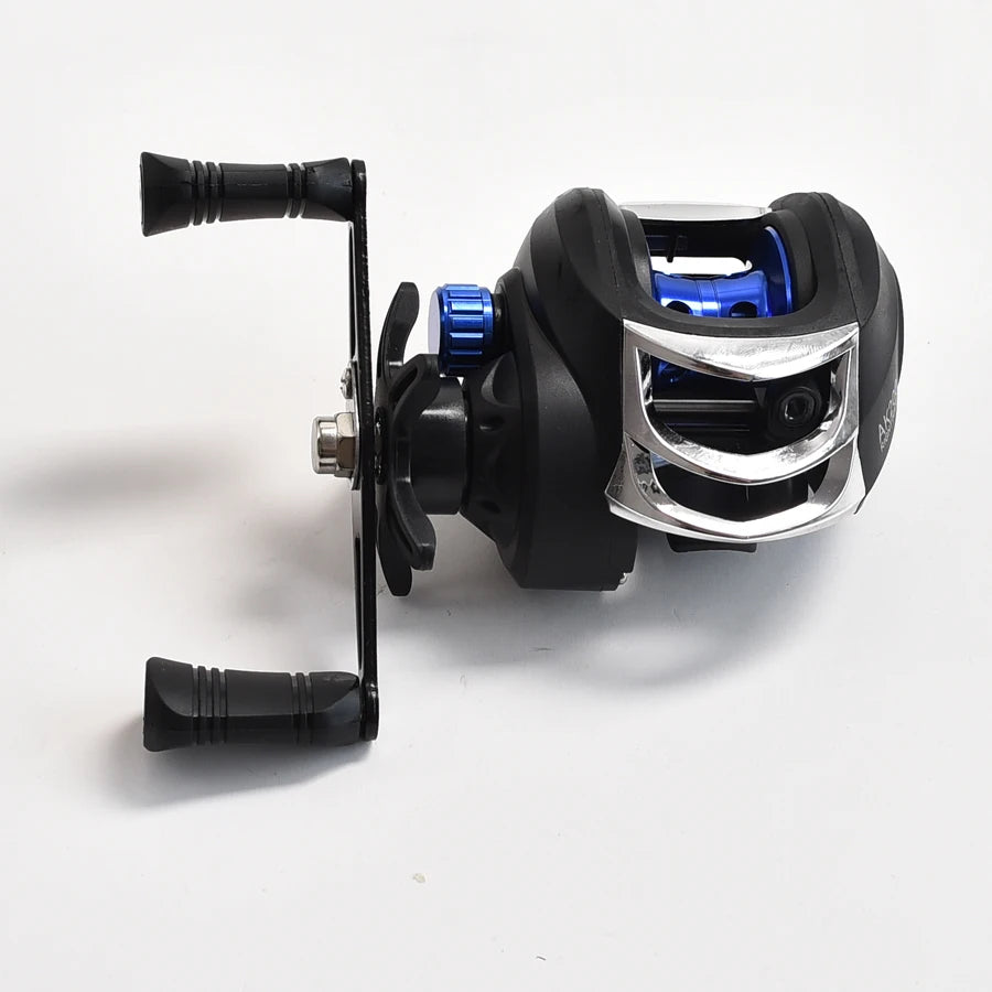 AK200 Metal Scrolls 7.2:1 High Speed Fishing Reel Left Right Hand Baitcasting Reel Brake System 8kg Drag Wheel Bait Casting