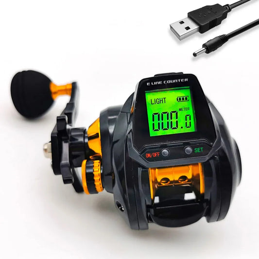 Hook Reminder Digital Fishing Baitcasting Reel Line Counter Large Display Fishing Reel With Line Counter Big Led Screen Counting