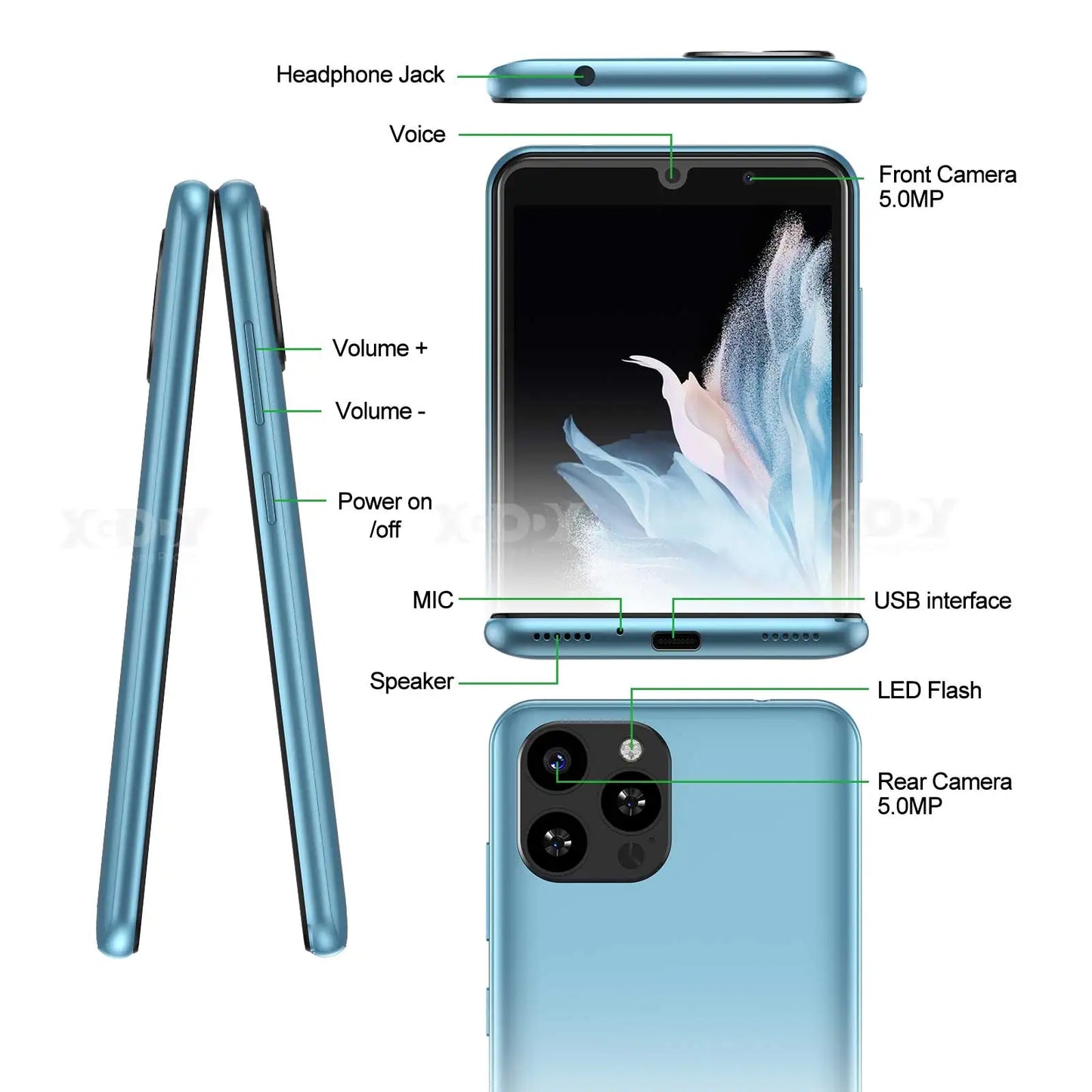 XGODY-S24,New Smartphone Android,5.5 inch,2+16GB ROM,Dual SIM Quad Core,Mobile phones,5MP Camera,3G Network,Cellphone with Hold