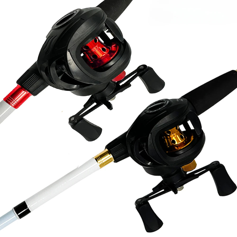 High-Speed 7.2:1Gear Ratio Long Cast Fishing Reel Saltwater Max Drag 8KG Baitcasting Reel Pesca Left/Right Hand With Line Kit