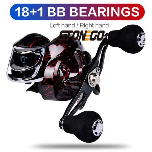 FLYSAND Baitcasting Fishing Reel 18+1BB 15.4 LB Drag 7.2:1 Gear Ratio Magnetic Brake System Bearings High Speed Silent Spool