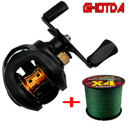 High-Speed 7.2:1Gear Ratio Long Cast Fishing Reel Saltwater Max Drag 8KG Baitcasting Reel Pesca Left/Right Hand With Line Kit