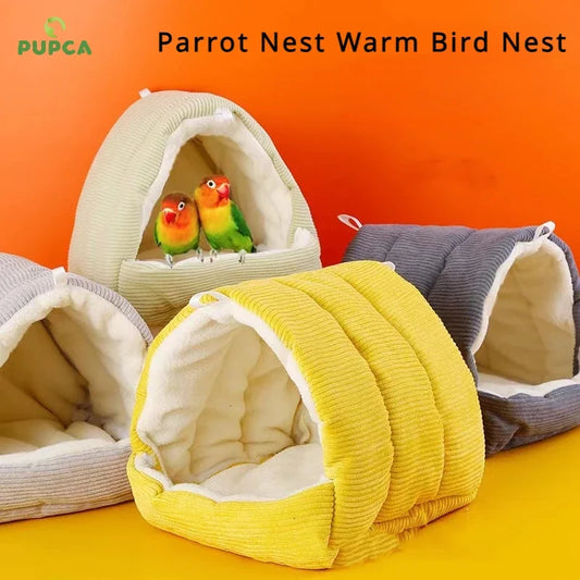 Parrot Nest Warm Bird Nest Winter House Shed Hut Hanging Hammock Cage Accessories Plush Hideaway Hamster Small Pet Parrot Nest