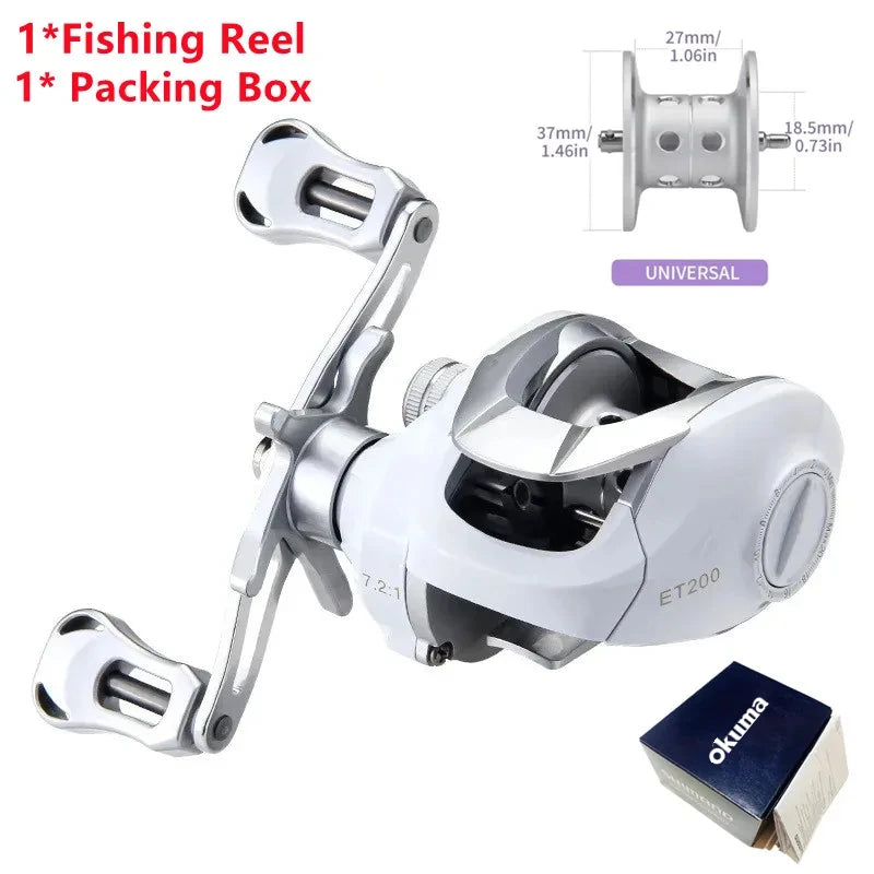 Okuma Original Fishing Spinning Reel Baitcasting Reel 8 Kg Max Drag 7.2：1Gear Ratio High-speed Fishing Reel Baitcaster Reels