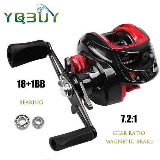 Fishing Reel Lightweight Baitcasting Reel 18+1 with 10kg Carbon Fiber Drag with 7.2:1 Gear Ratio 12 magnetic beans Baitcasting
