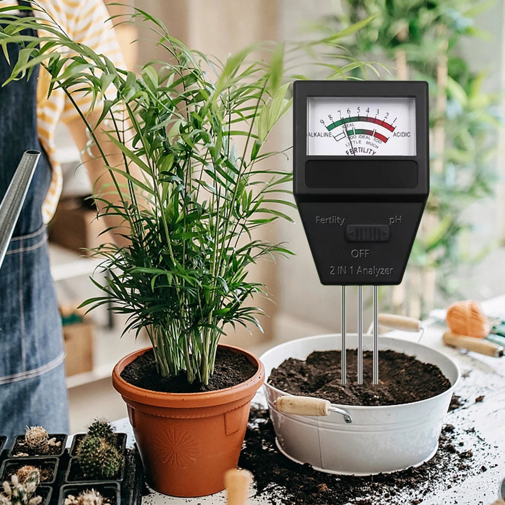 2 in 1 Soil PH Fertility Meter Analyzer With 3 Probes Soil PH Tester Plant Fertile Measure Device Acidity Meter For Garden