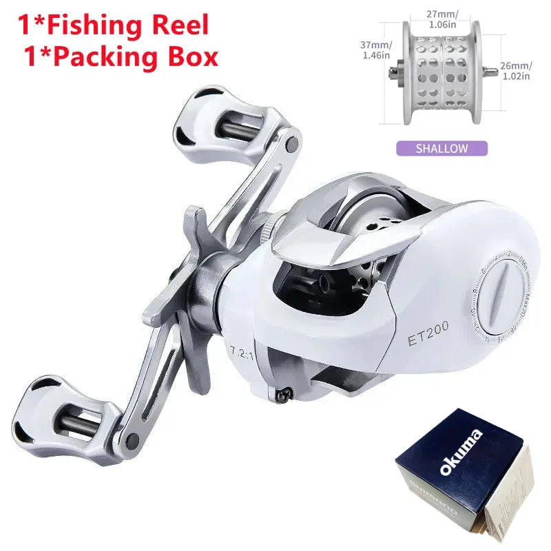 Okuma Original Fishing Spinning Reel Baitcasting Reel 8 Kg Max Drag 7.2：1Gear Ratio High-speed Fishing Reel Baitcaster Reels