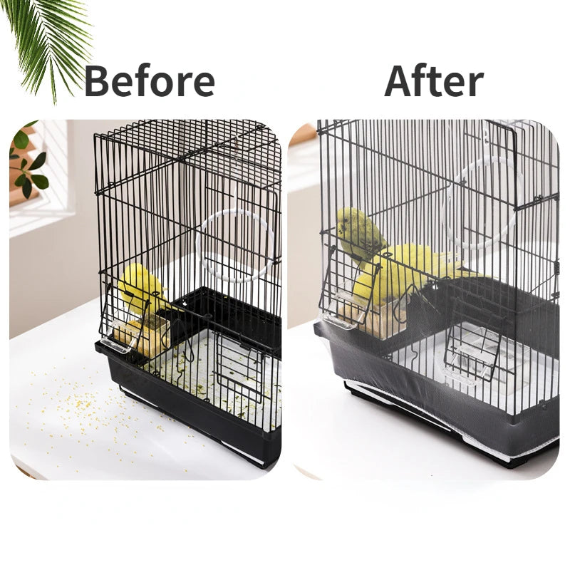 Mesh Bird Cage Cover Shell Skirt Net Easy Cleaning Catcher Guard Bird Cage Stretchy Mesh Parrot Bird Cage Net Mesh Cover