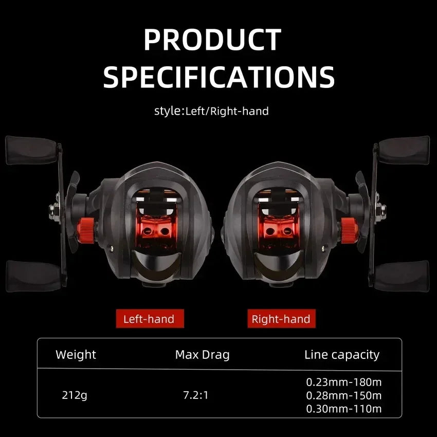 Fishing Reel Max Drag 8kg Baitcasting Reel With Aluminum Spool For Lure Freshwater Pesca Left And Right